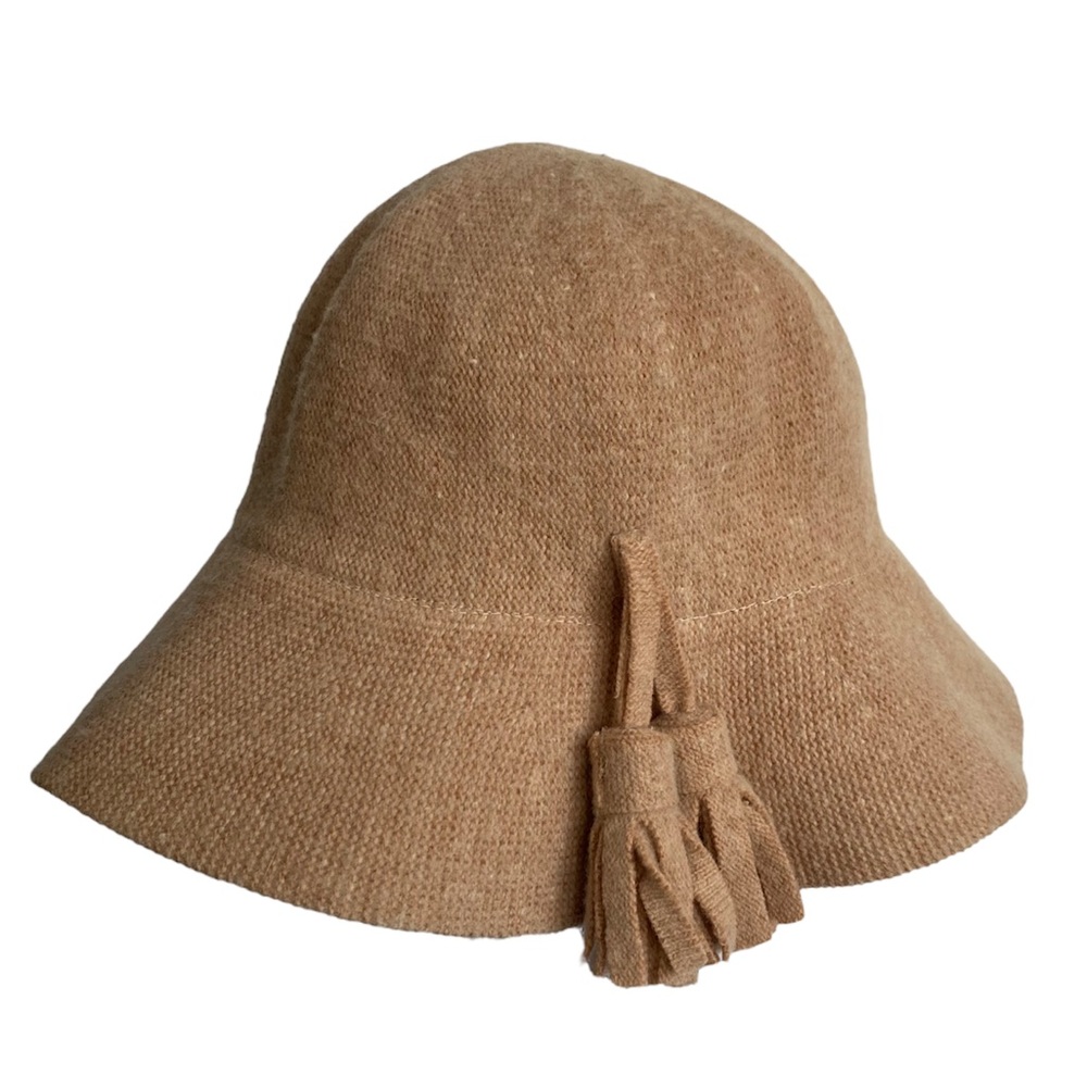 August Hat Company cloche bucket brimmed hat with tassel detail wool blend